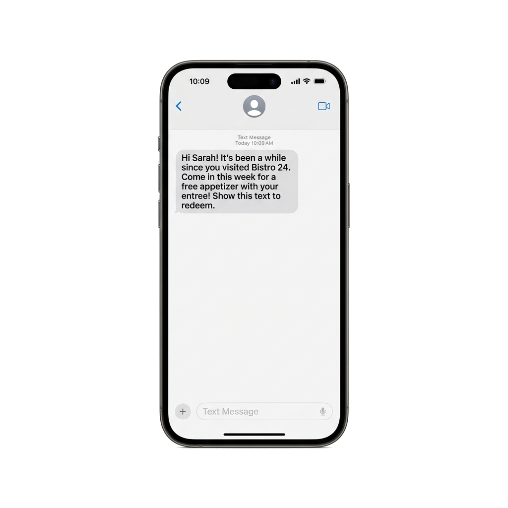 iPhone displaying SMS offer